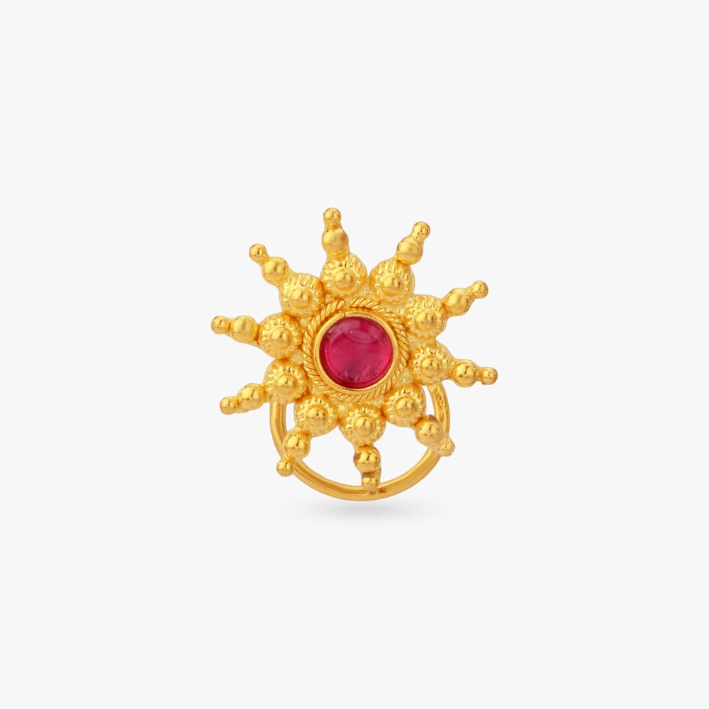 

Radiant Sunburst Gold Nose Pin