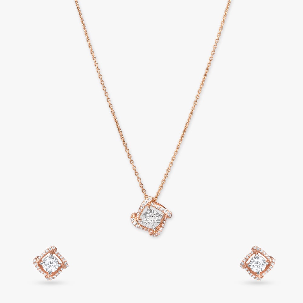 

Refined Brilliance Diamond Pendant with Chain and Earrings Set