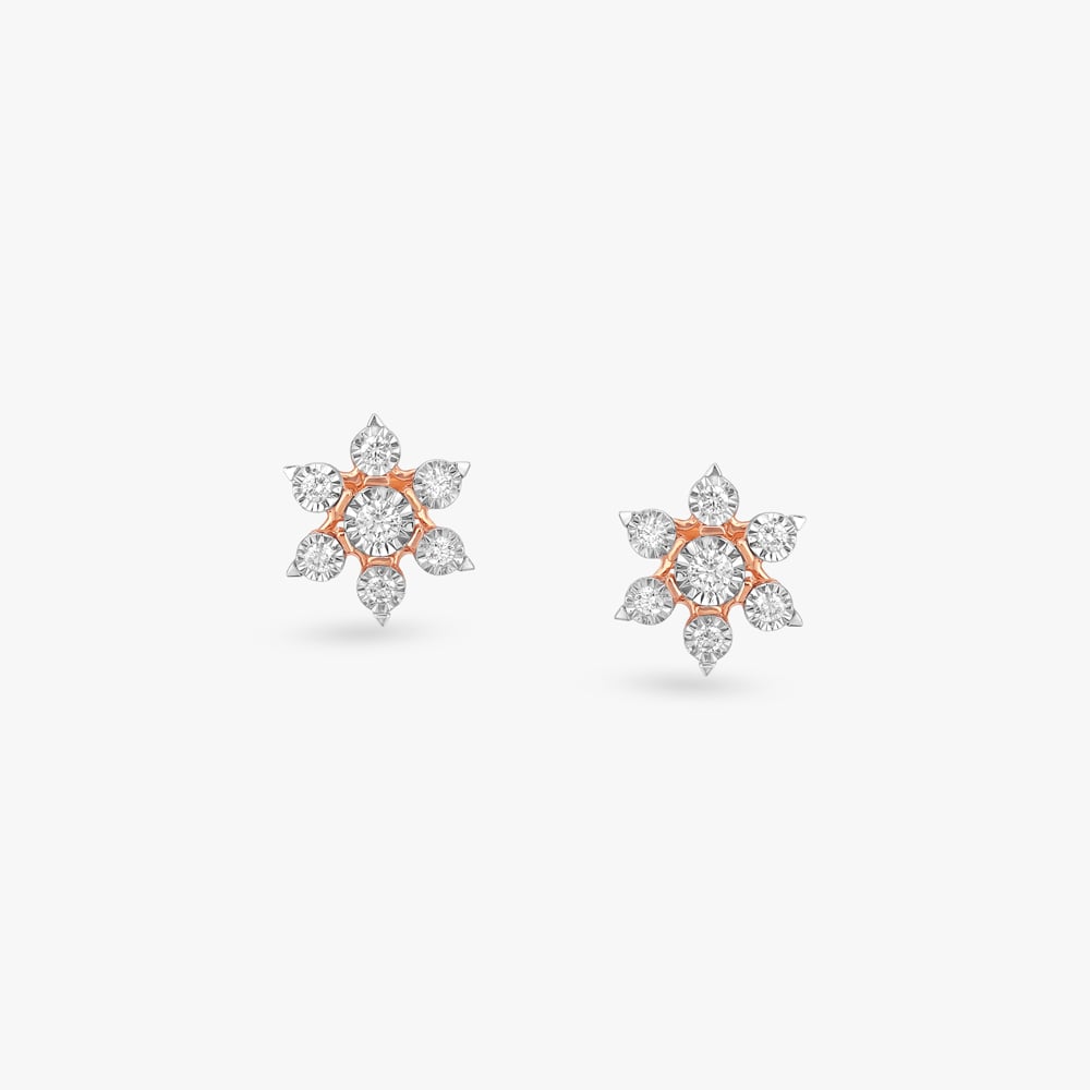 Starlit Bloom Diamond Stud Earrings,,hi-res image number null