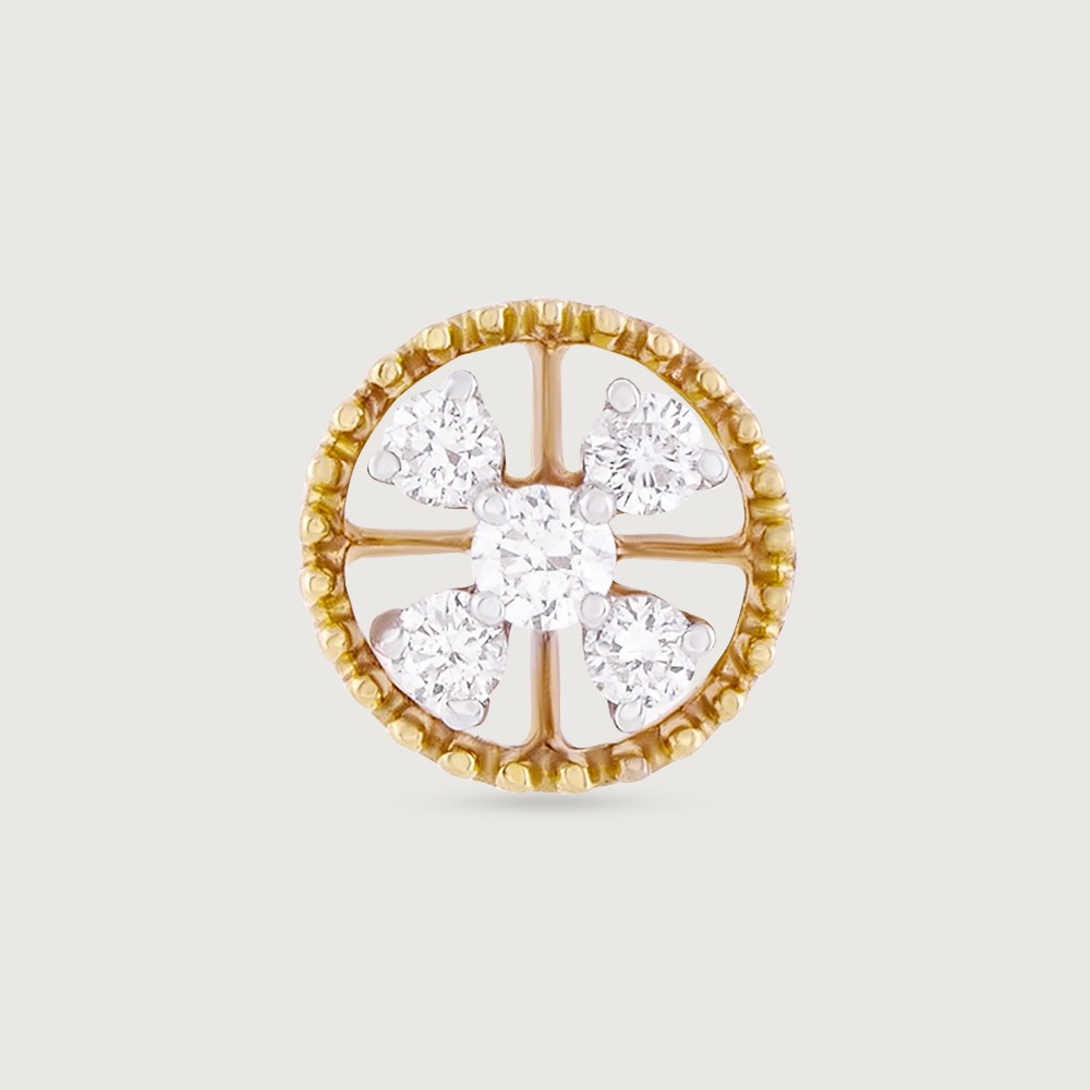 Bloom Circle Gold and Diamond Nose Pin,,hi-res image number null