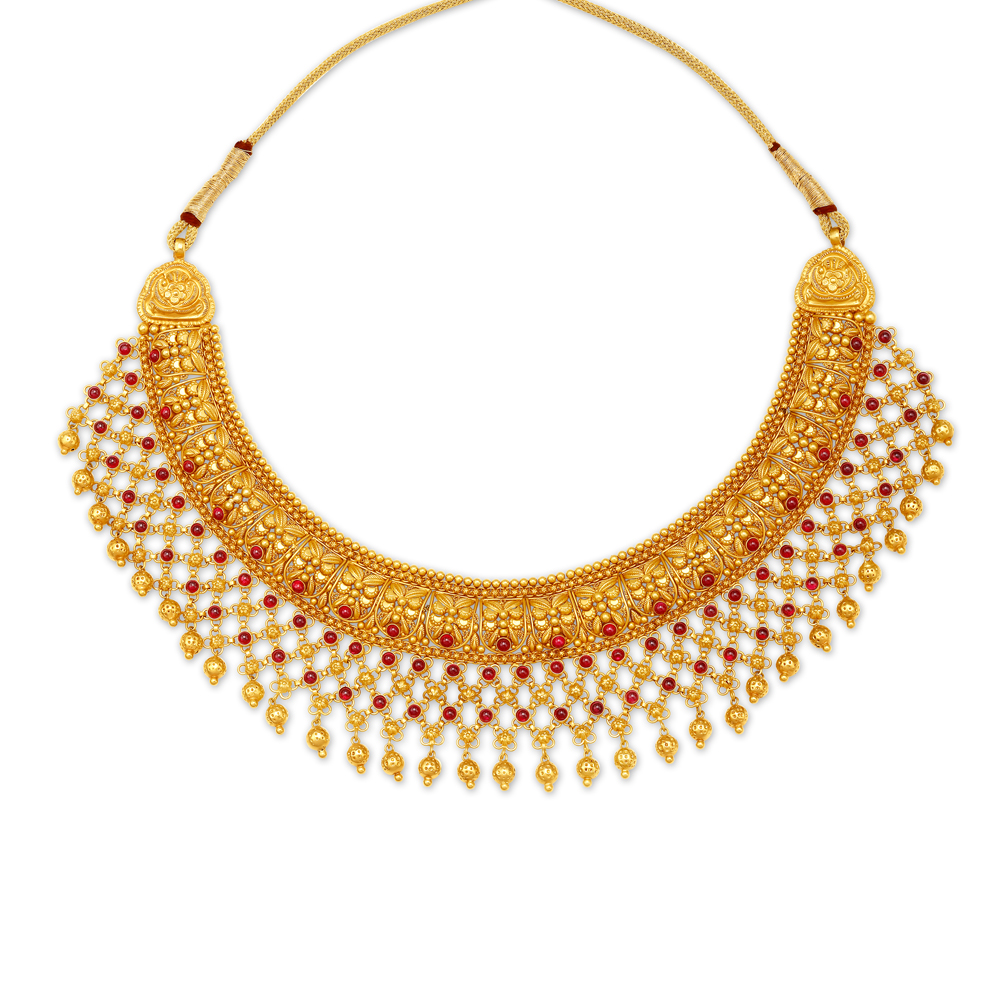Crimson Flowers Necklace Set,,hi-res image number null