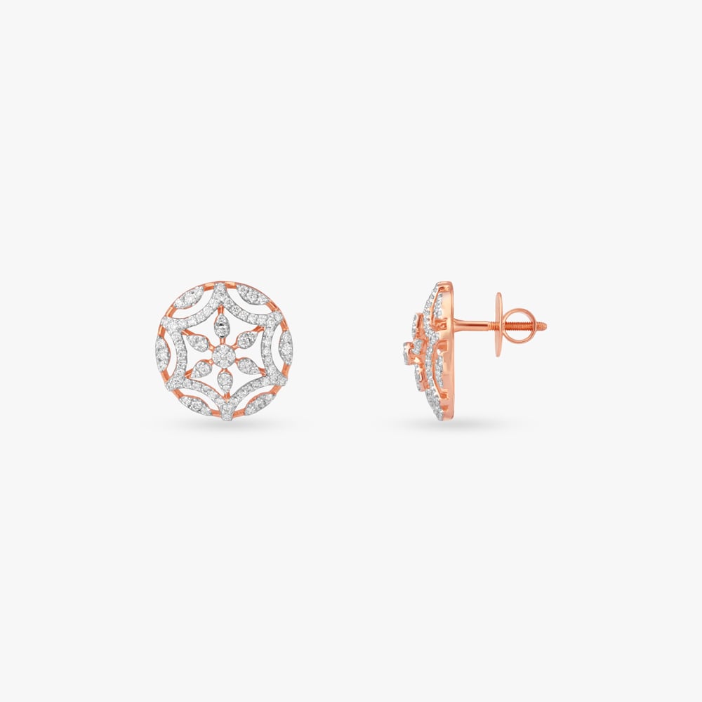 Petal Compass Diamond Stud Earrings,,hi-res image number null