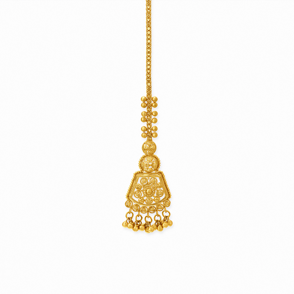 Queenly 22 Karat Yellow Gold Disc Maang Tikka
