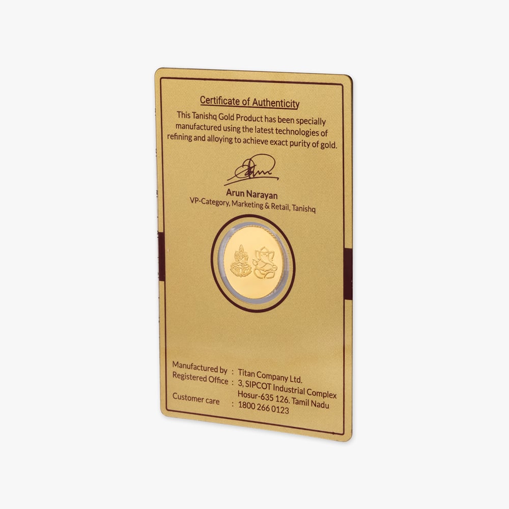 2 gram 24 Karat Gold Coin with Lakshmi Ganesha Motif,,hi-res image number null