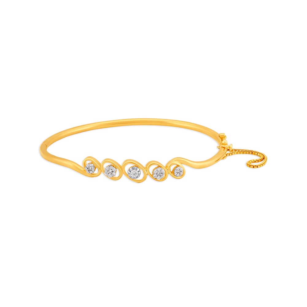 Geometric Gold and Diamond Bangle,,hi-res image number null