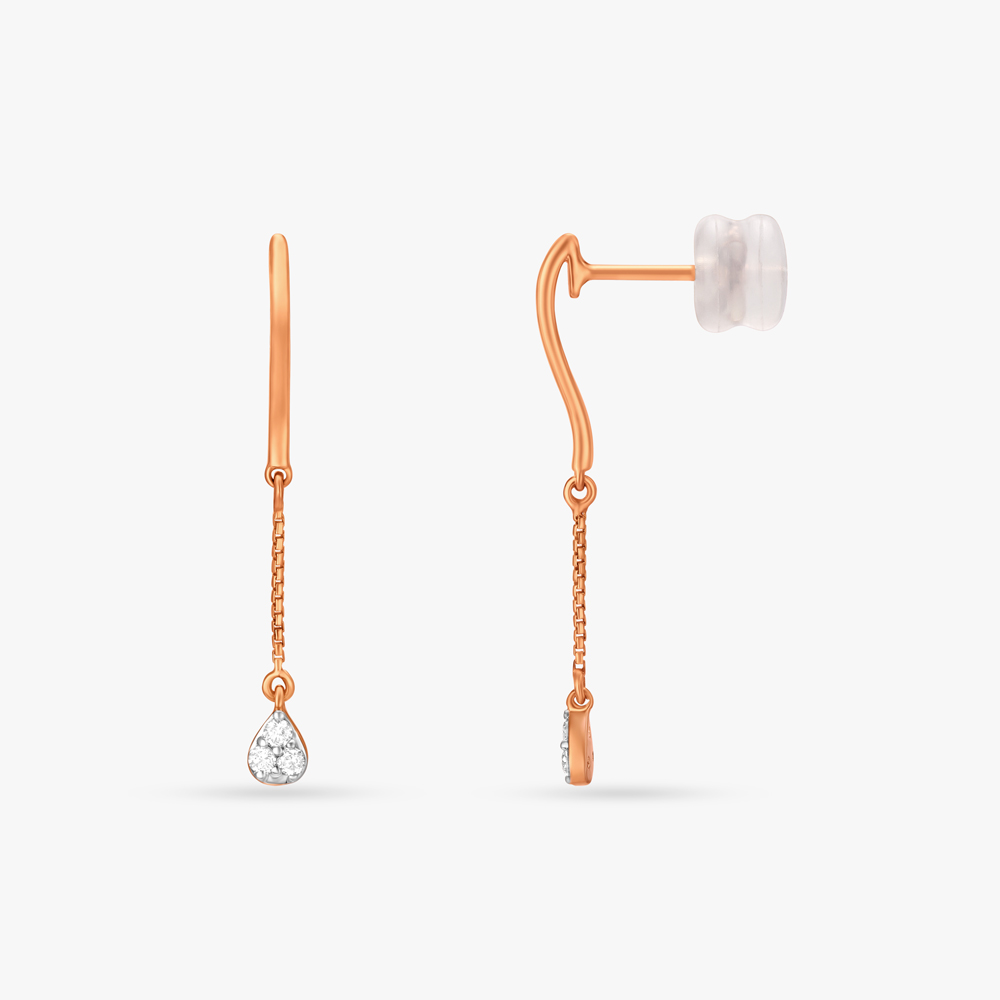 Luxe Sleek Diamond Drop Earrings,,hi-res image number null