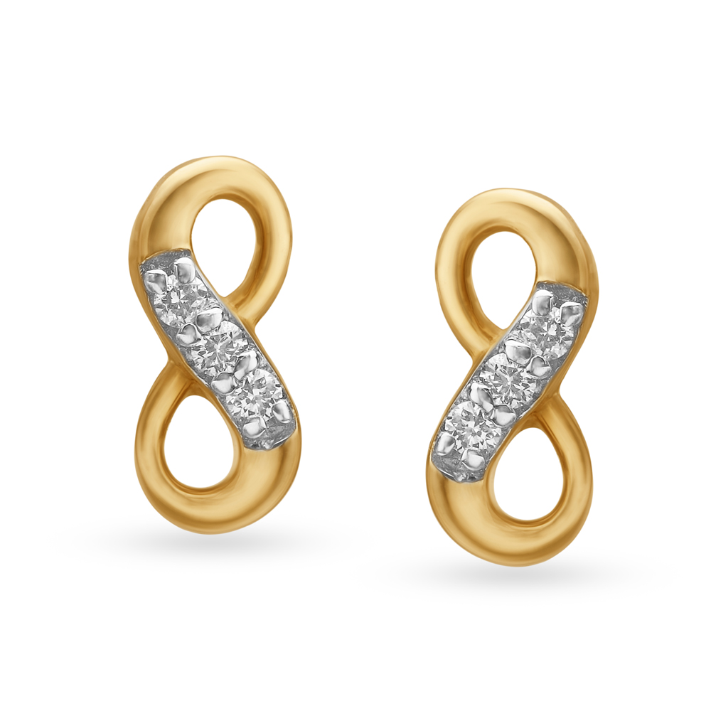 Annie Gold Infinity Huggie Earrings in White Crystal | Kendra Scott