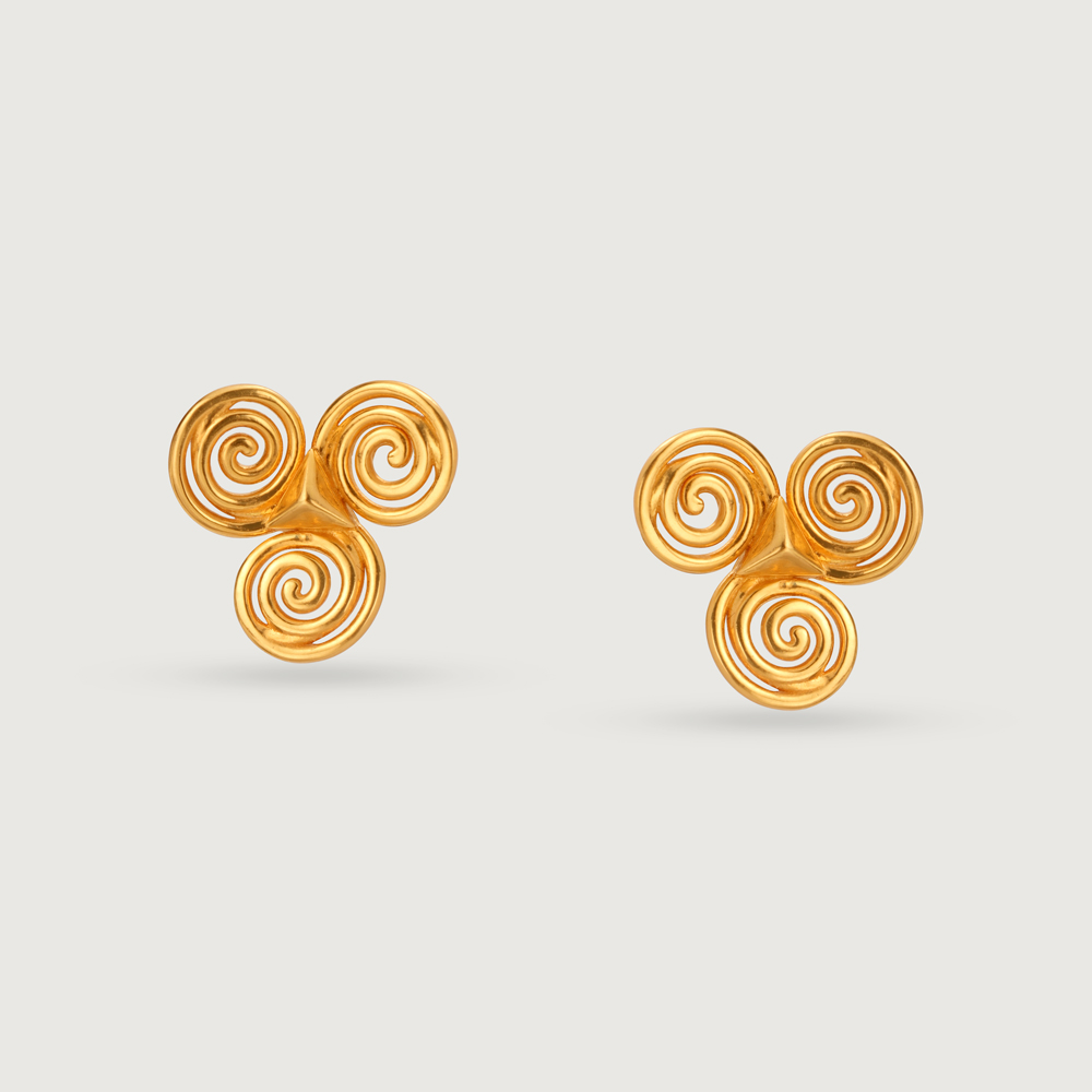 Spiral Glow 22KT Gold Stud Earrings,,hi-res image number null