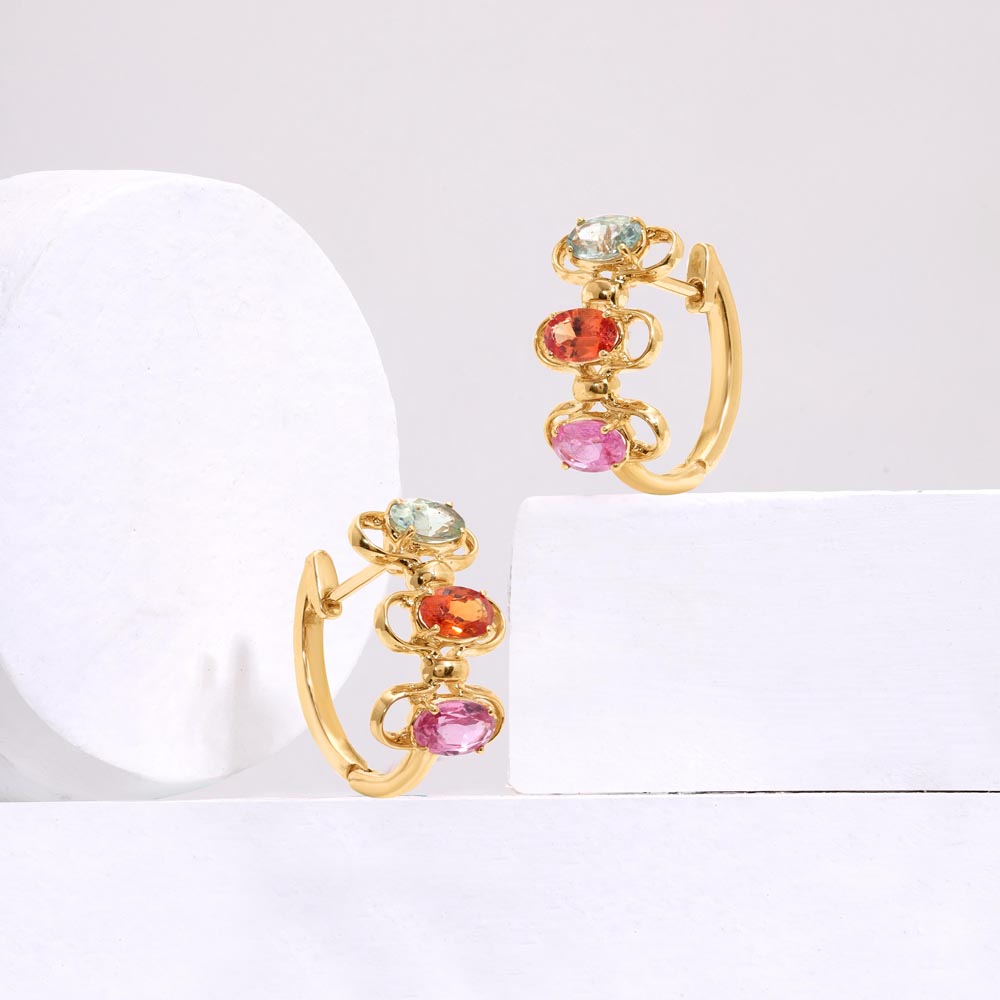 Prism Glow Sapphire Hoop Earrings,,hi-res image number null