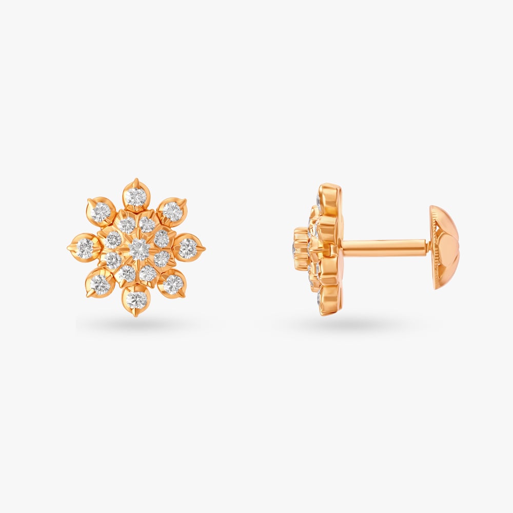 Floral Luxury Diamond Stud Earrings,,hi-res image number null