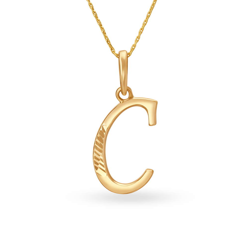 Sleek Typographic Letter C Gold Pendant,,hi-res image number null