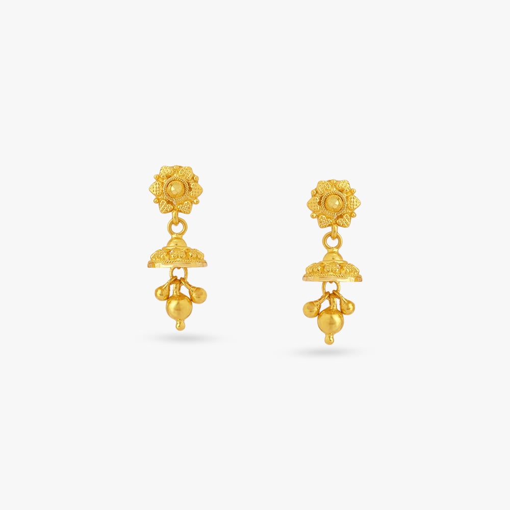 Sunlit Bloom Gold Jhumka Earrings for Kids,,hi-res image number null
