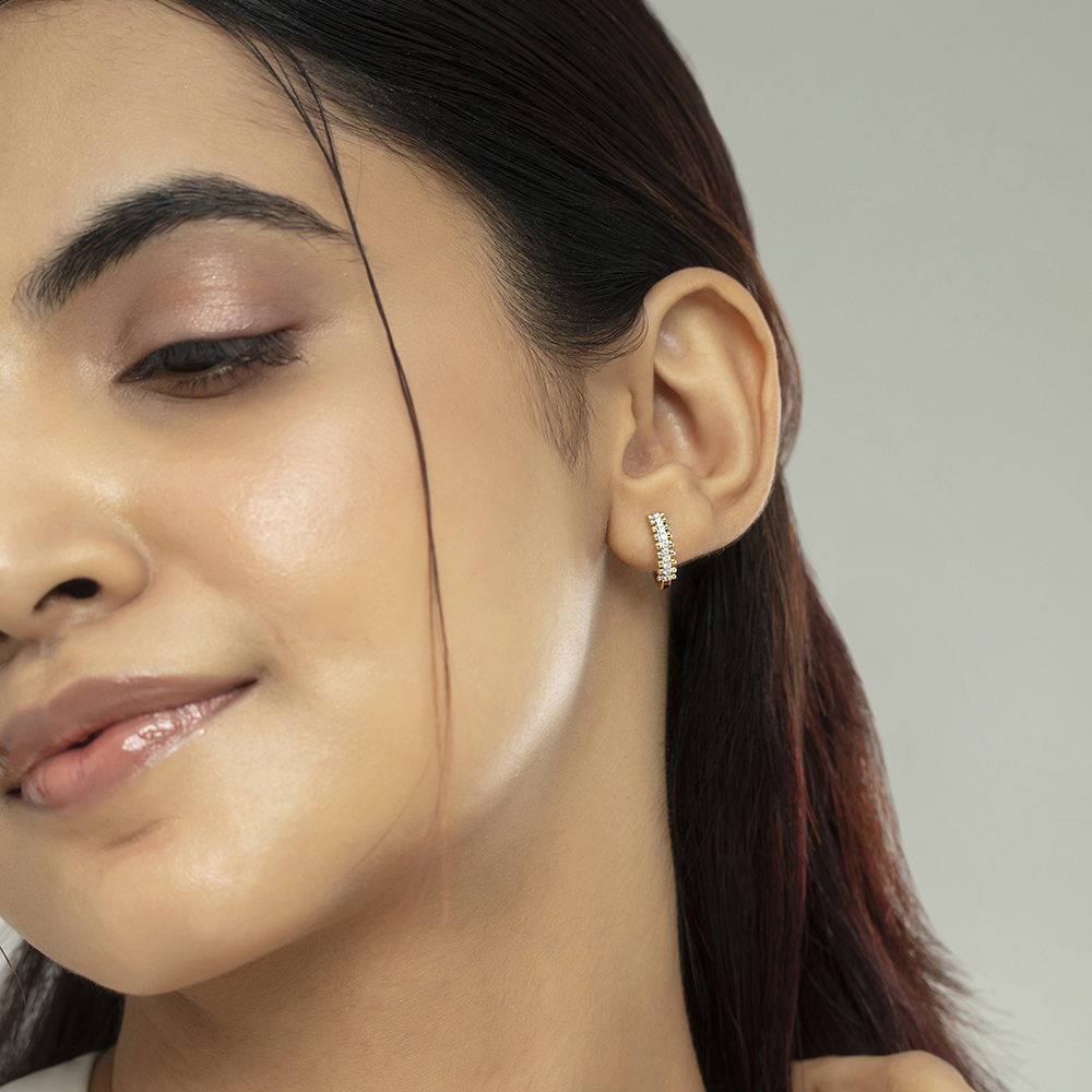 Chic Dazzling Gold & Diamond Hoop Earrings,,hi-res image number null