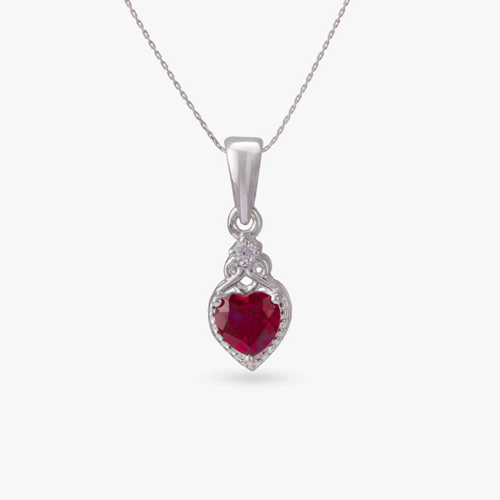 Crimson Heart Silver Pendant and Earrings Set,,hi-res image number null