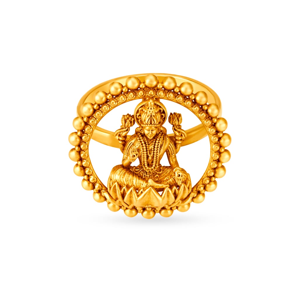 Goddess Laxmi Rawa Work Finger Ring,,hi-res image number null