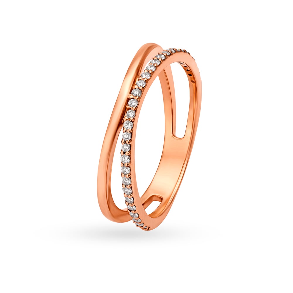 Glittering 18 Karat Rose Gold And Diamond Finger Ring,,hi-res image number null