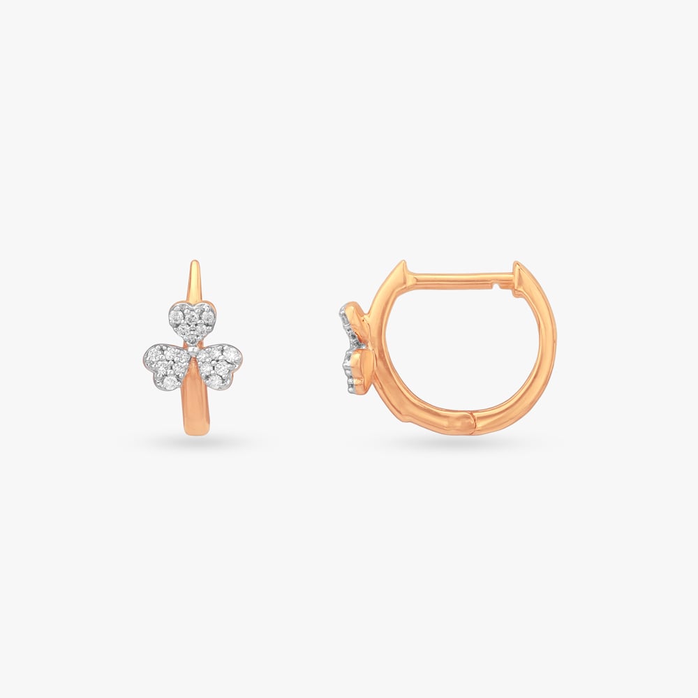 Heart Petal Diamond Hoop Earrings,,hi-res image number null