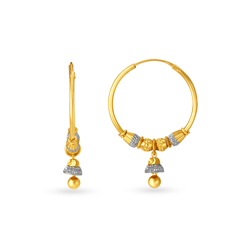 Peachy 18 Karat Yellow Gold Bali Hoop Earrrings,,hi-res image number null