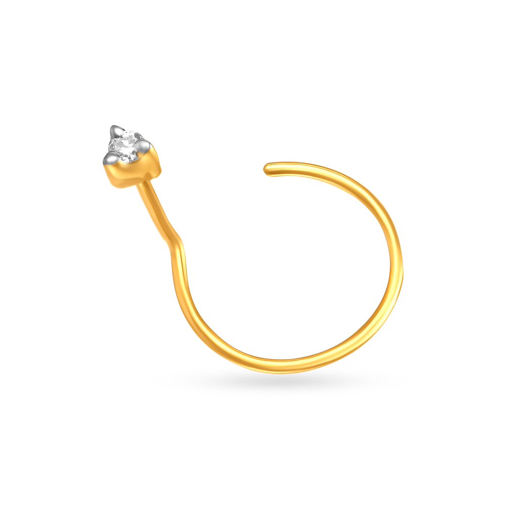 Dainty Petite Gold and Diamond Nose Pin,,hi-res image number null