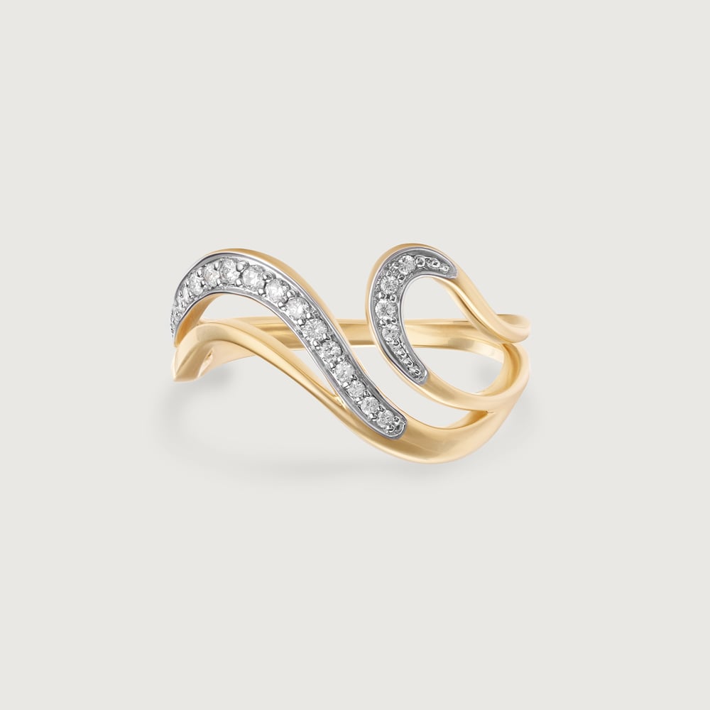 Eternal Wave 14 Kt Gold & Diamond Finger Ring,,hi-res image number null