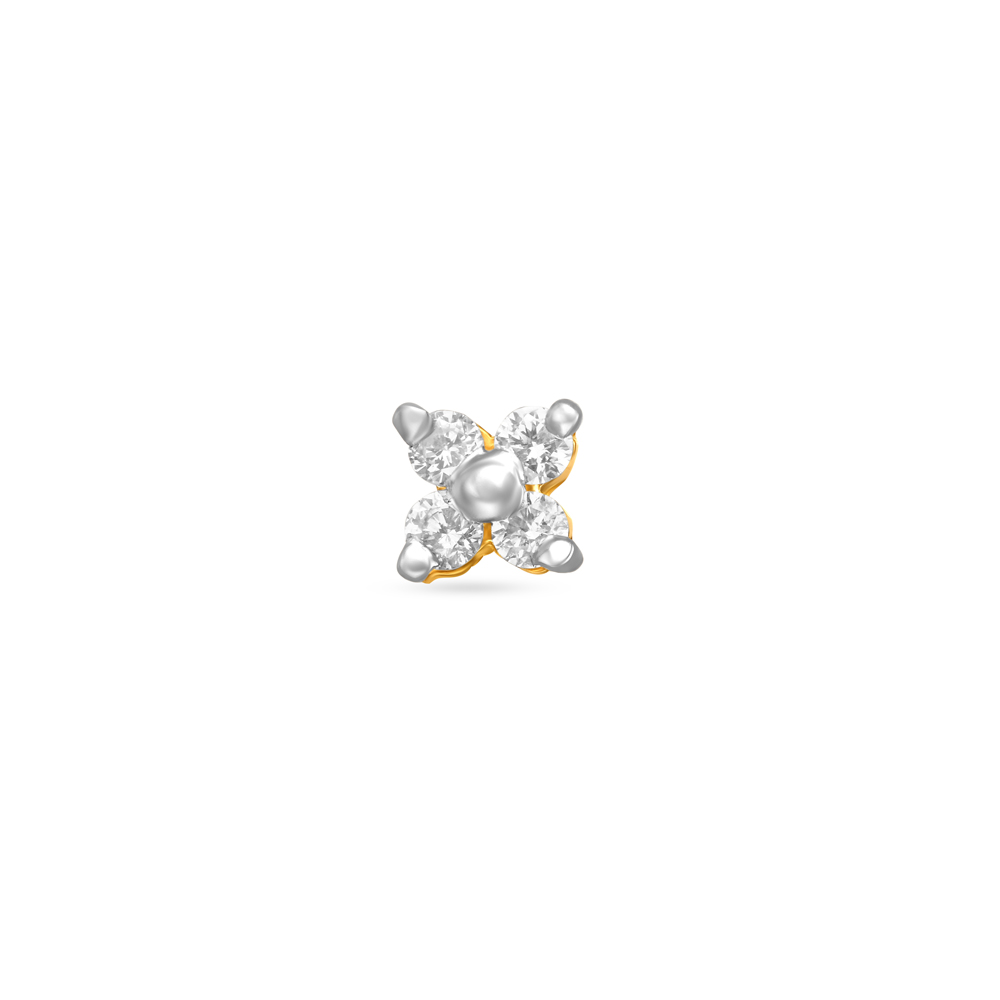 Chic Brilliant Gold and Diamond Nose Pin,,hi-res image number null
