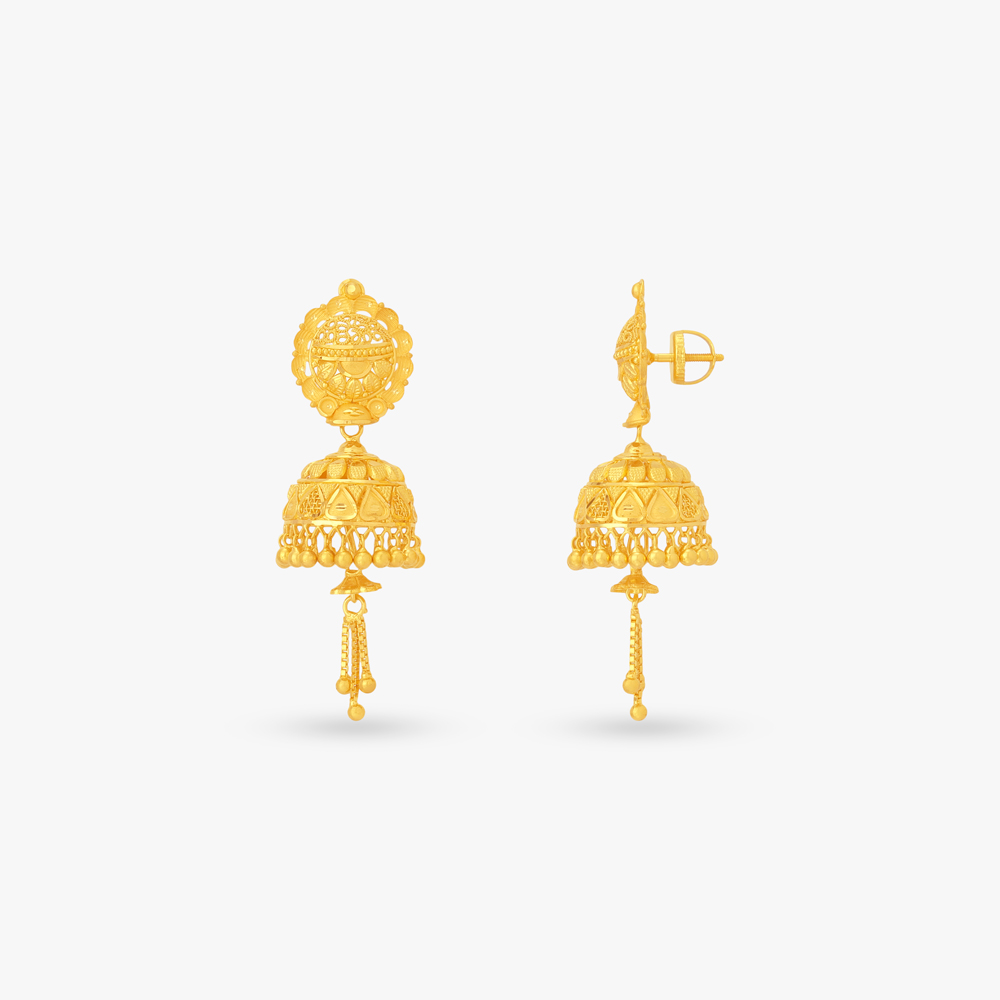 Layered Jhumka Gold Earrings,,hi-res image number null