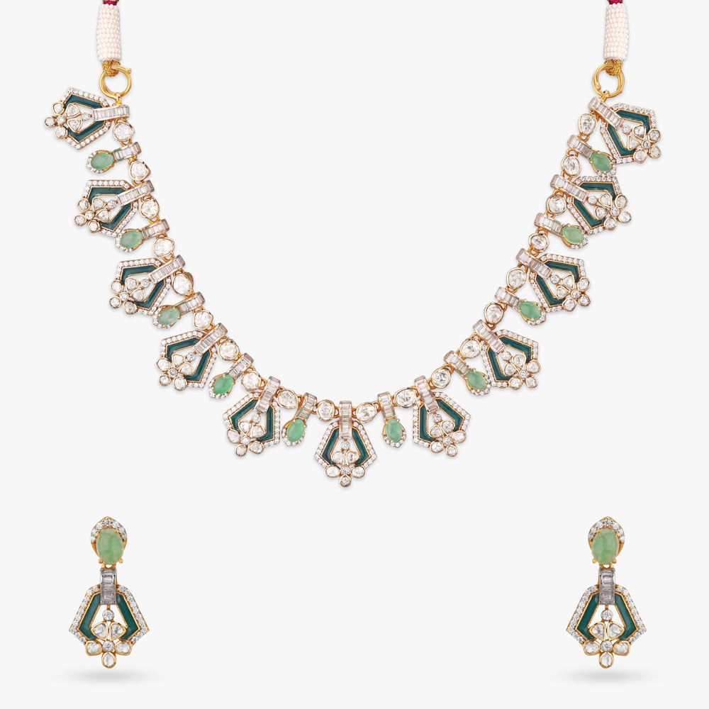 Royal Green Enamel Neckwear Set,,hi-res image number null