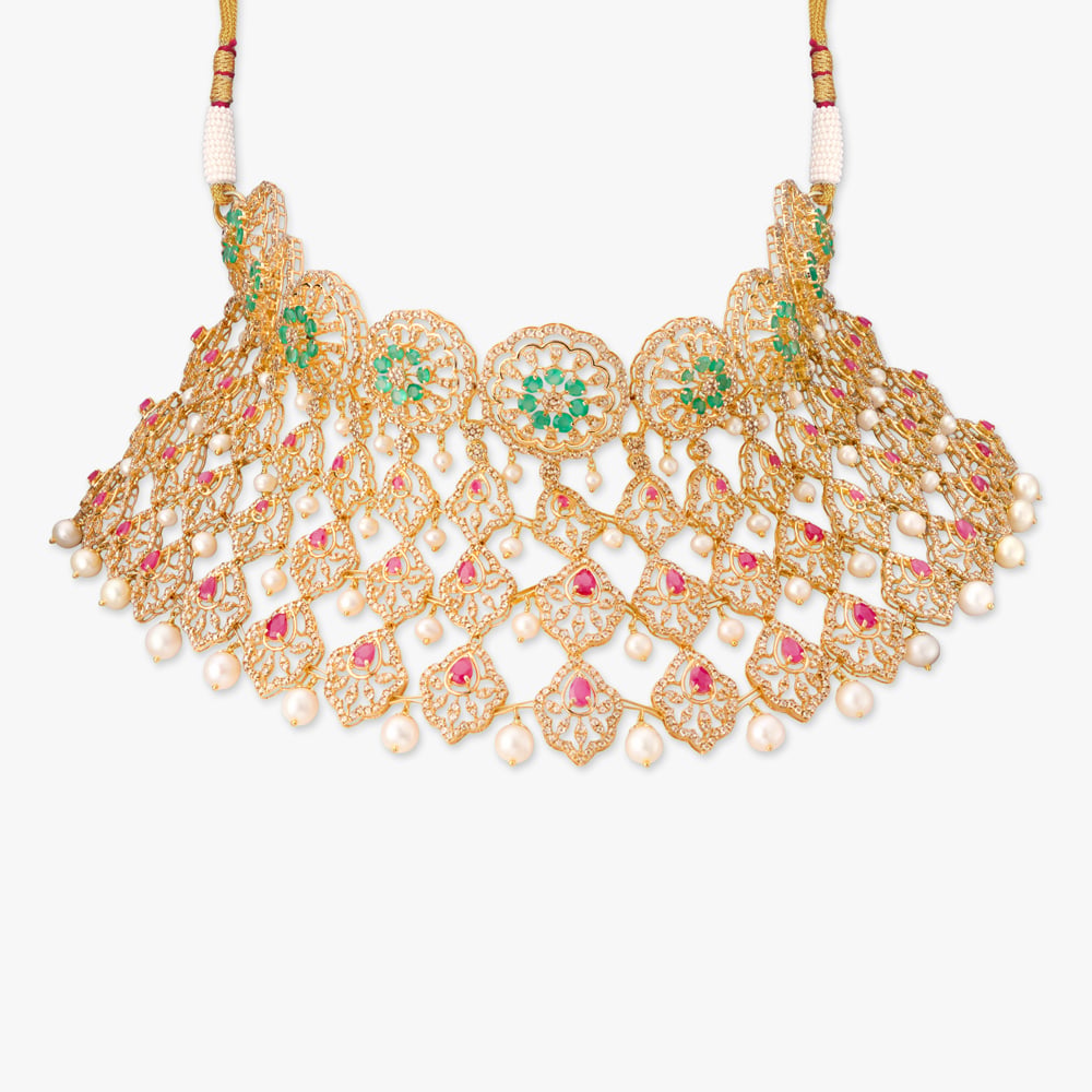Pearl Ruby Onyx Layered Choker Necklace Set,,hi-res image number null