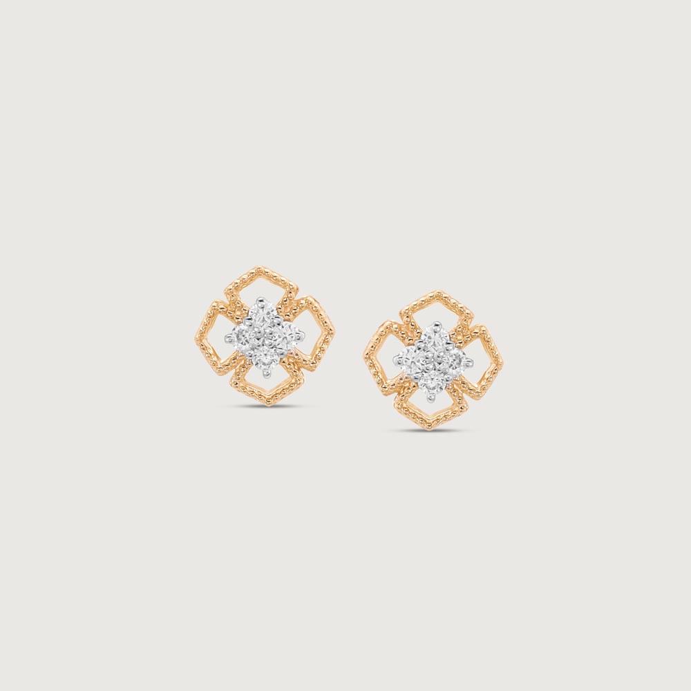 Golden Bloom Diamond Stud Earrings,,hi-res image number null
