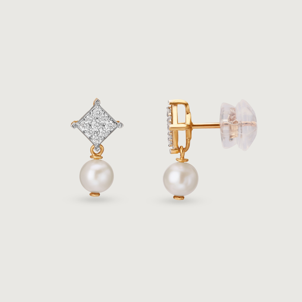 Ivory Charm Diamond & Gold Stud Earrings,,hi-res image number null