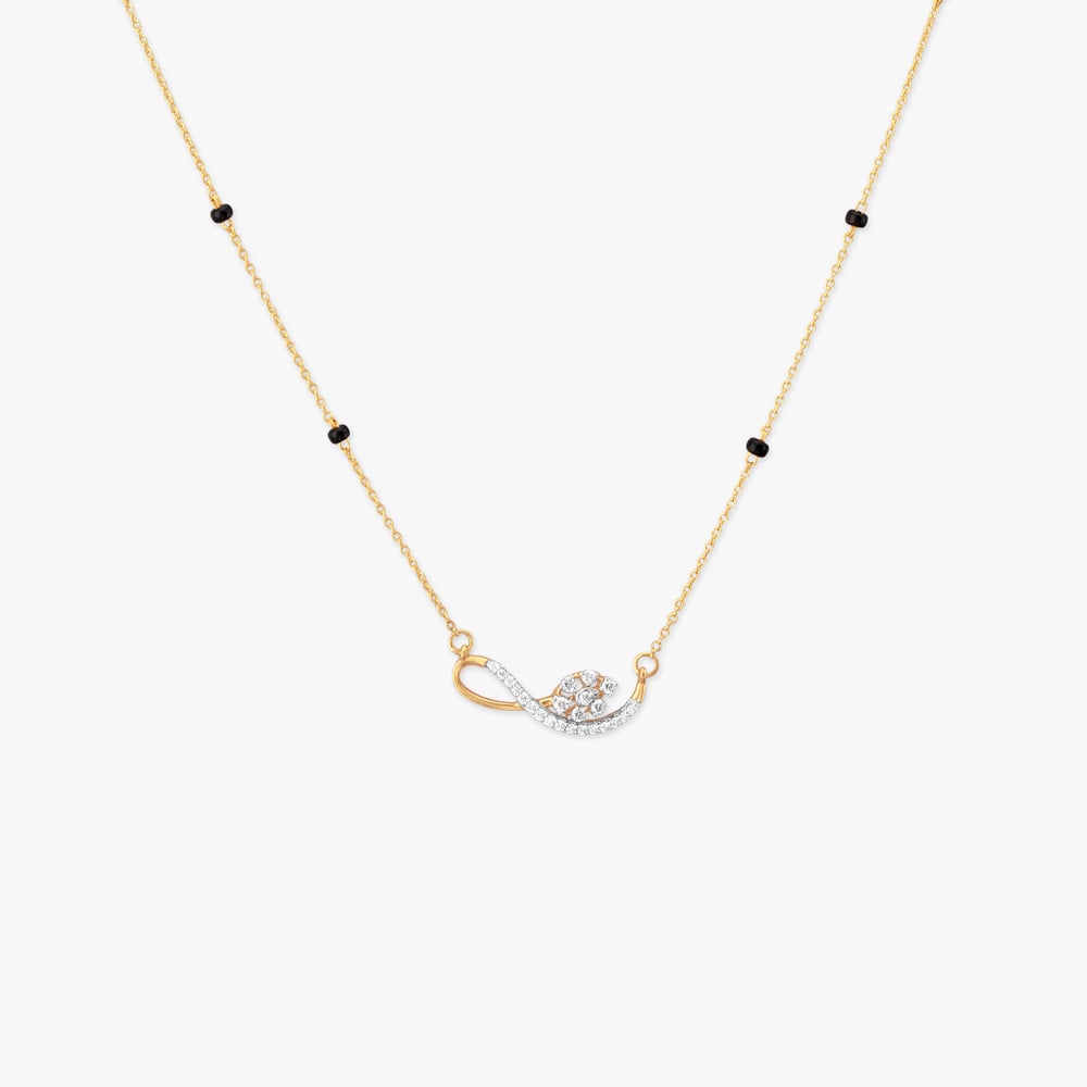 Floral Swoop Diamond Mangalsutra,,hi-res image number null