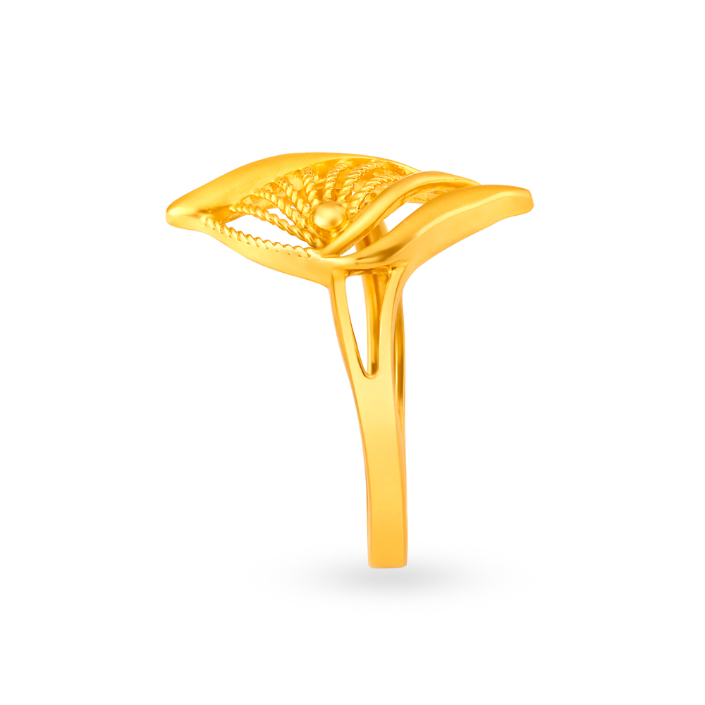 Intricate Gold Finger Ring with Jali Work,,hi-res image number null