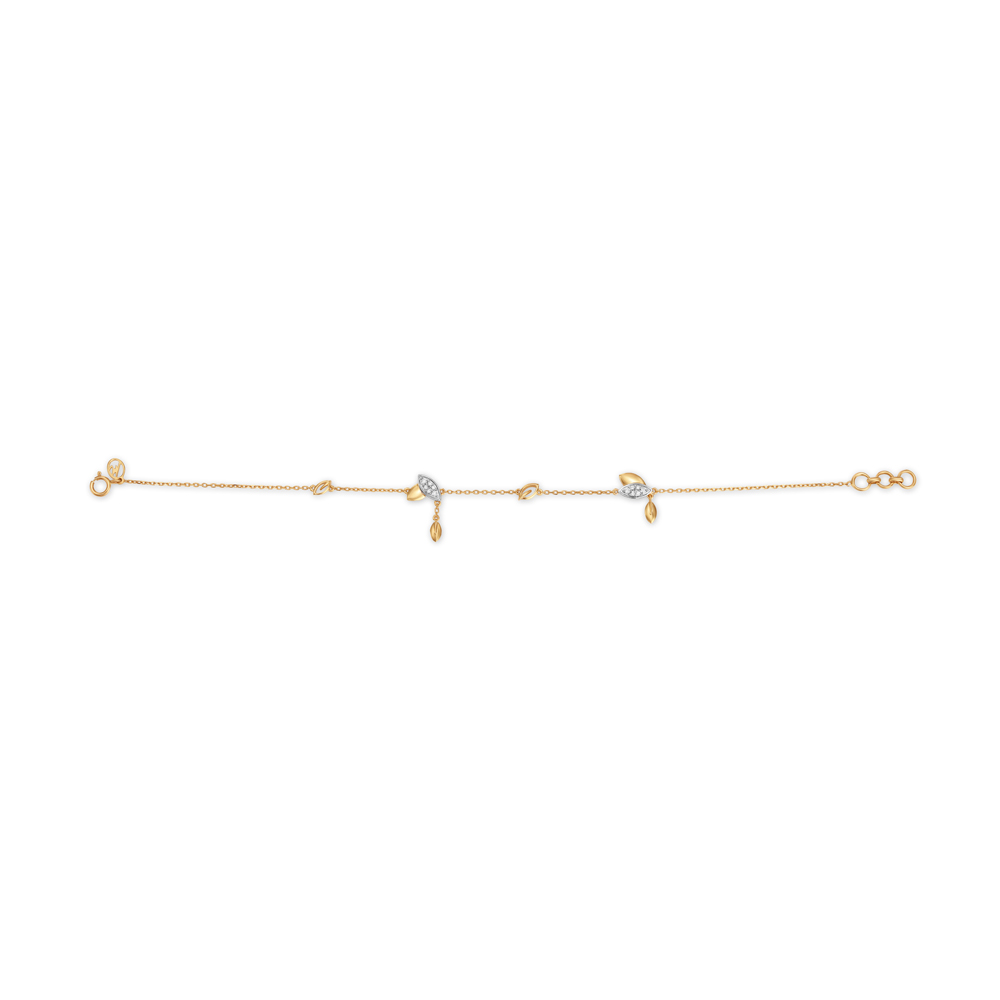 14KT Diamond Bracelet - Meandering Leaves,,hi-res image number null