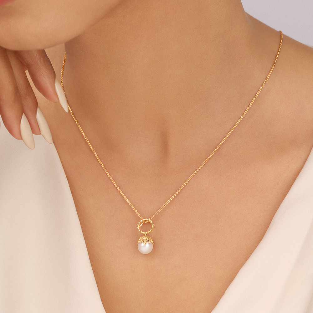 14KT Yellow Gold Pearl Pendant,,hi-res image number null