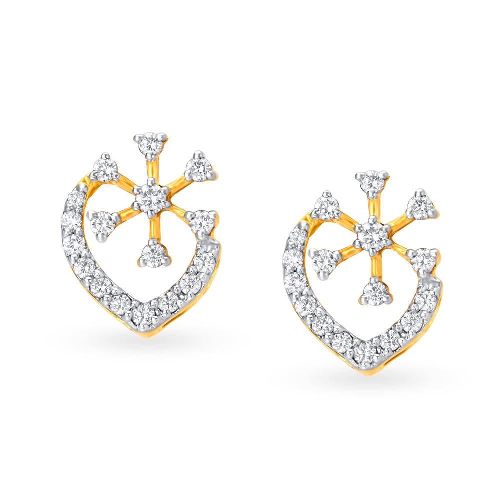 Twinkle Crest Diamond Stud Earrings,,hi-res image number null