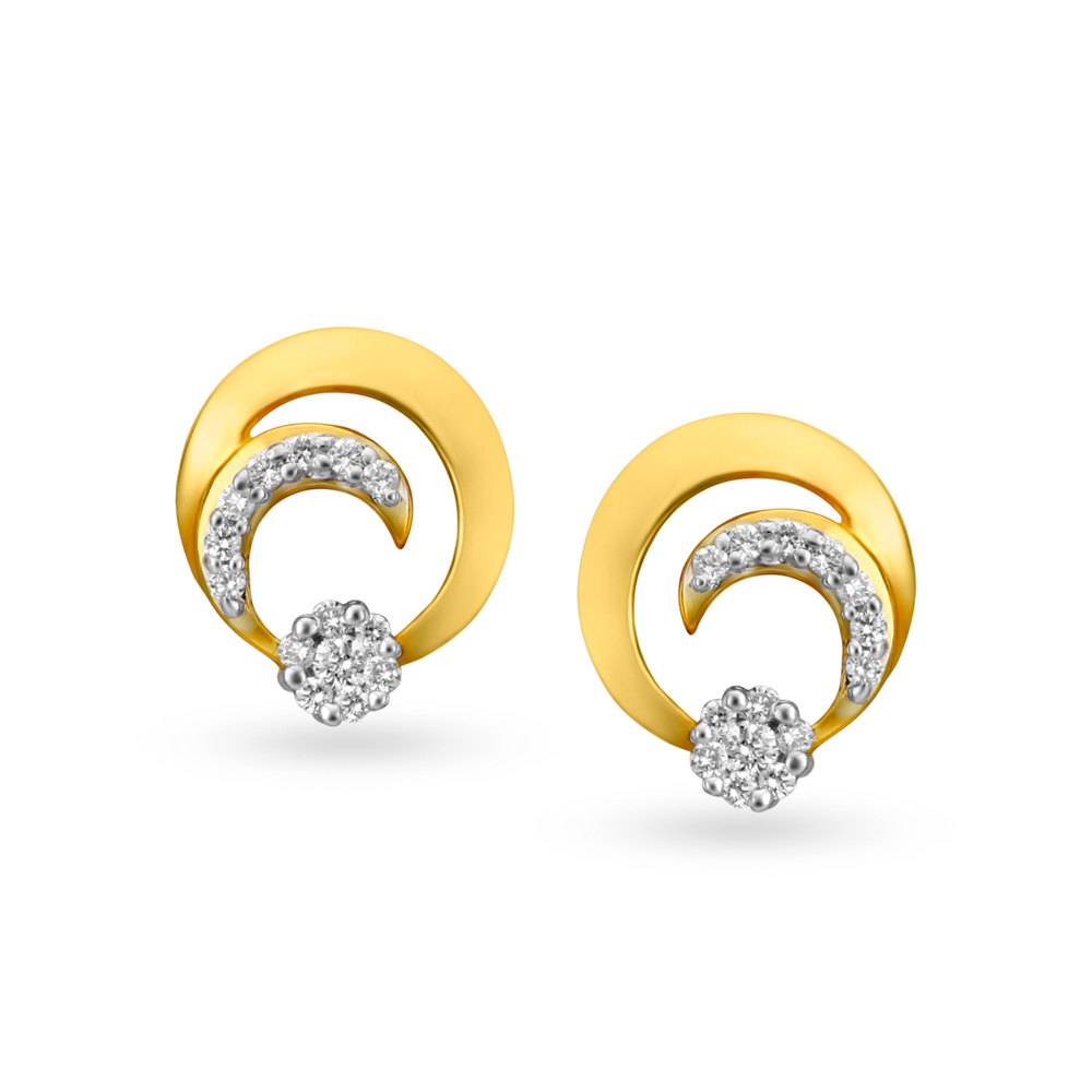 Alluring Contemporary Cluster Diamond Stud Earrings