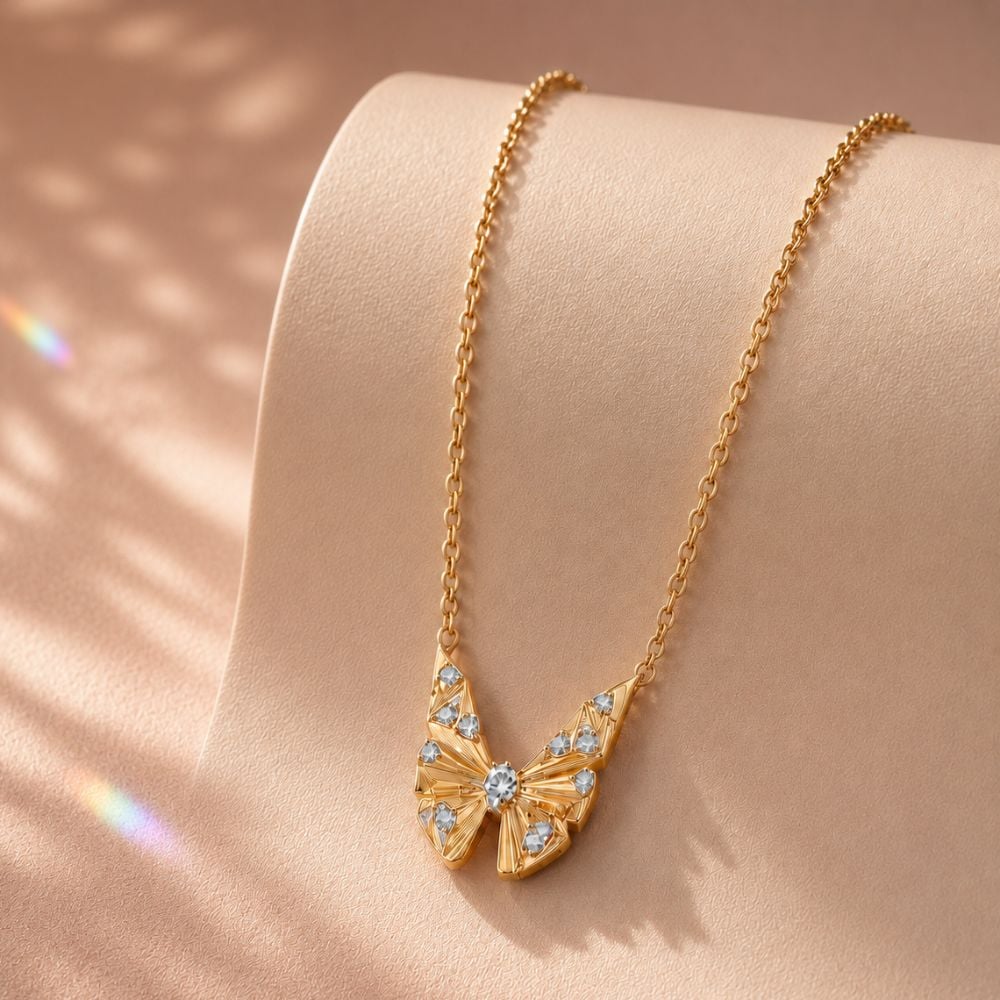 Flutter Frame Diamond Pendant with Chain,,hi-res image number null