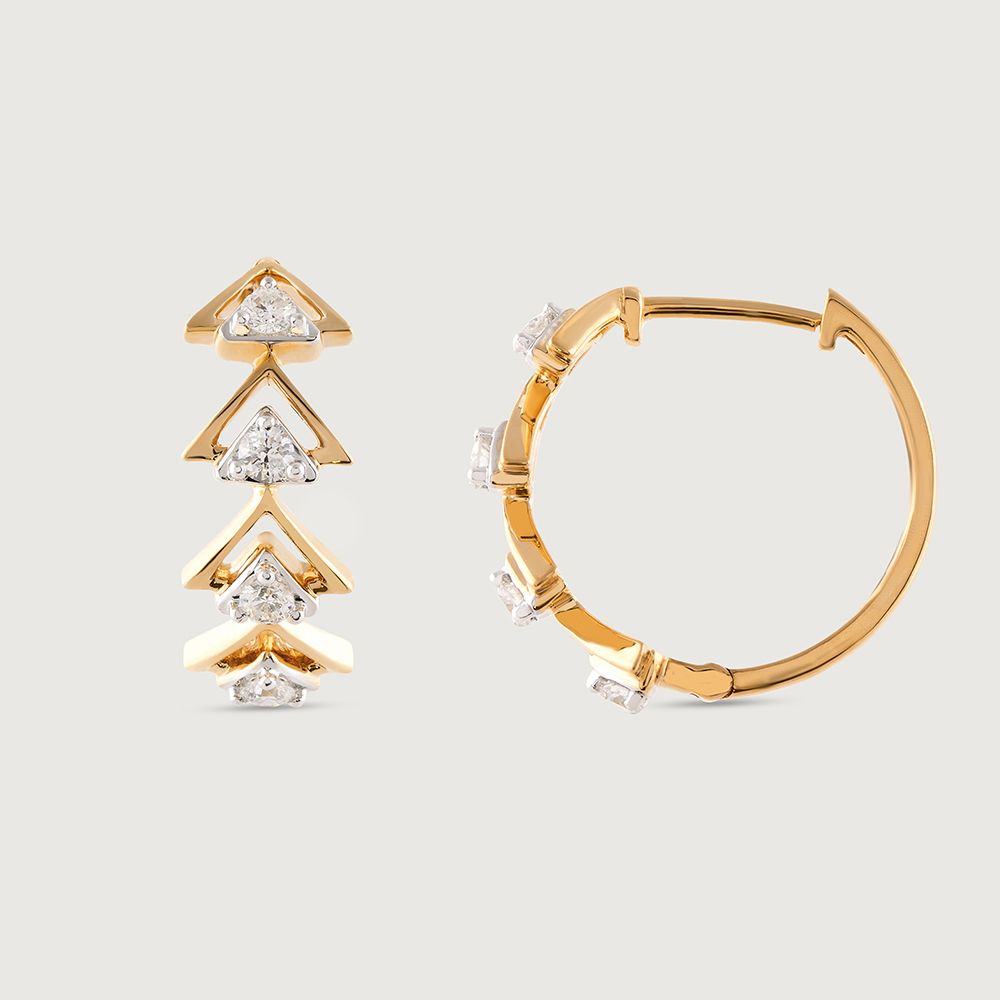Modern Chic Gold & Diamond Hoop Earrings,,hi-res image number null
