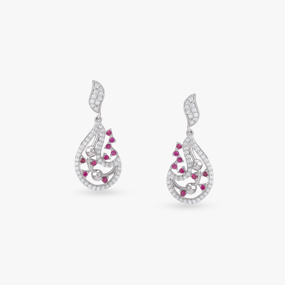 Blush Bloom Silver Pendant with Chain and Earrings Set,,hi-res image number null