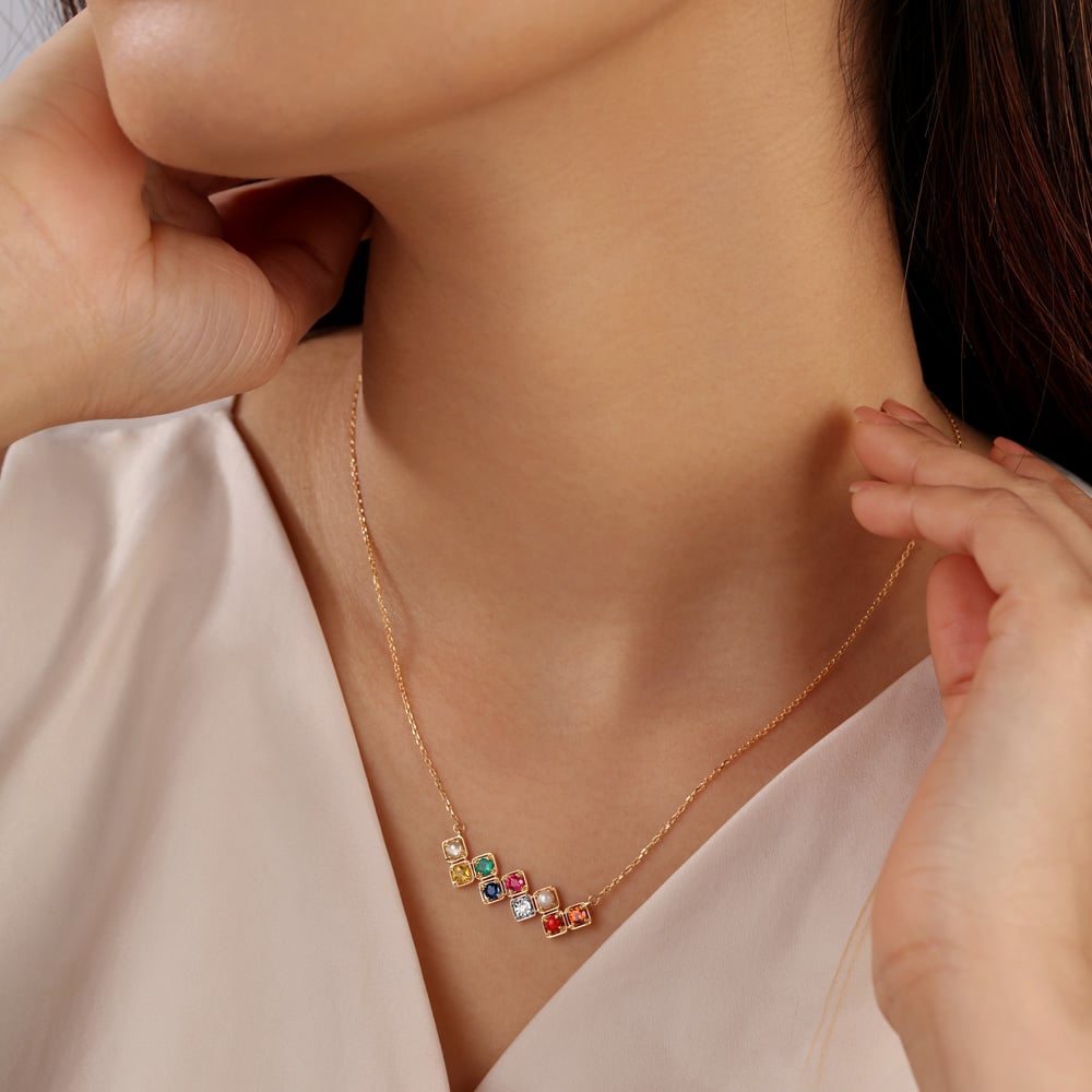 Gemstone Symphony 14KT The Navratna Pendant Chain,,hi-res image number null