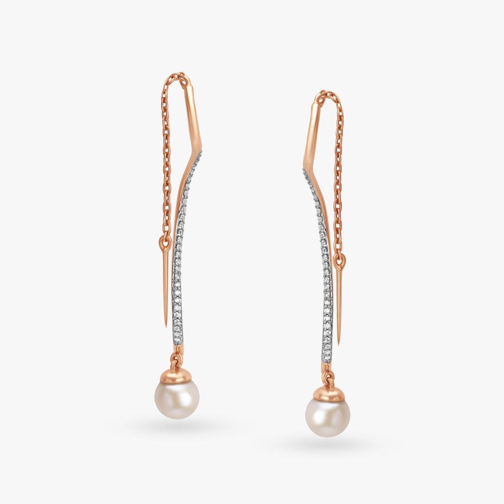 Pearl Drop Sui Dhaga Diamond Earrings,,hi-res image number null