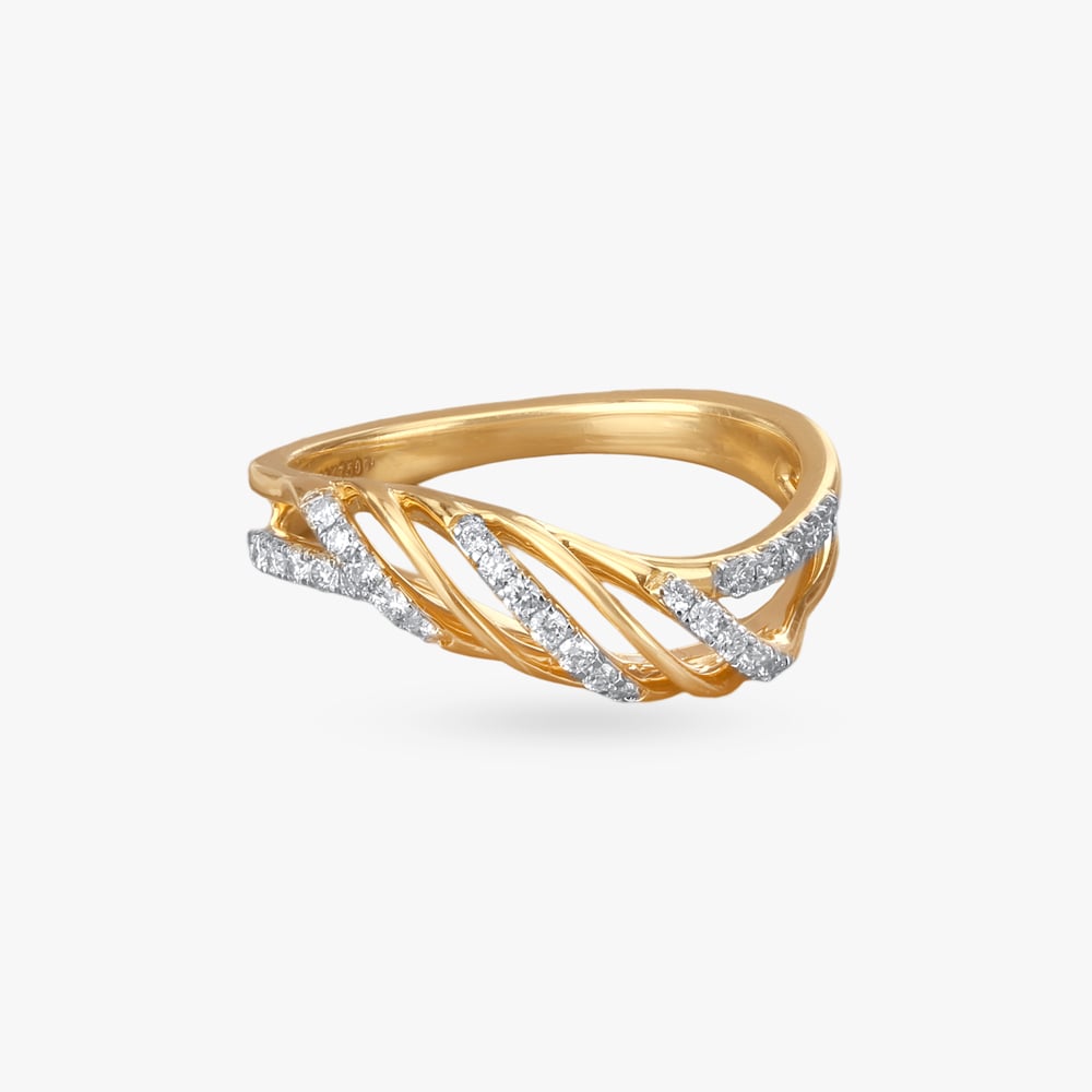 Wavy Crossover Diamond Ring,,hi-res image number null