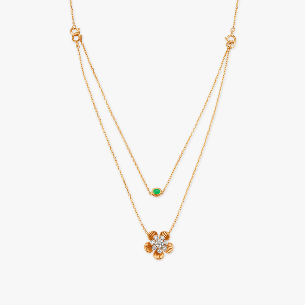Blooming Floral Layered Diamond Necklace