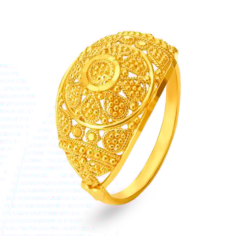 

Majestic 22 Karat Yellow Gold Floral Filigree Finger Ring