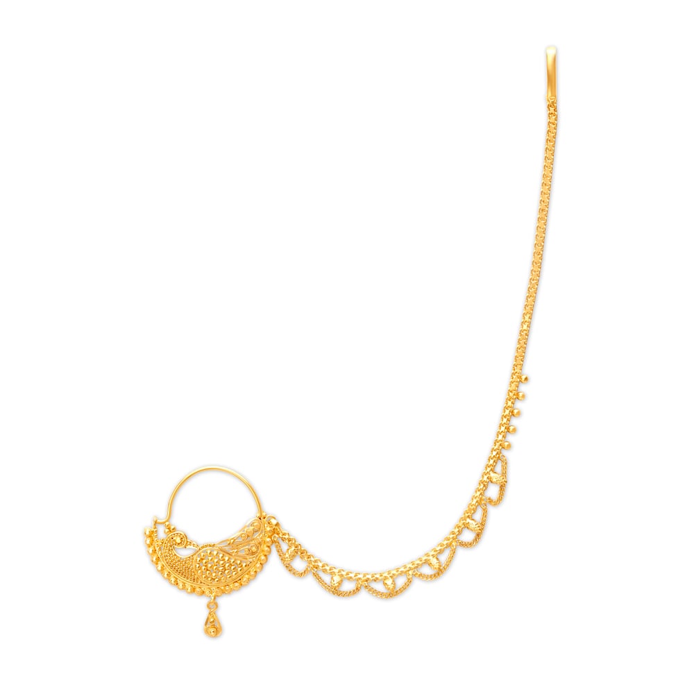 Peacock Inspired Gold Nath,,hi-res image number null