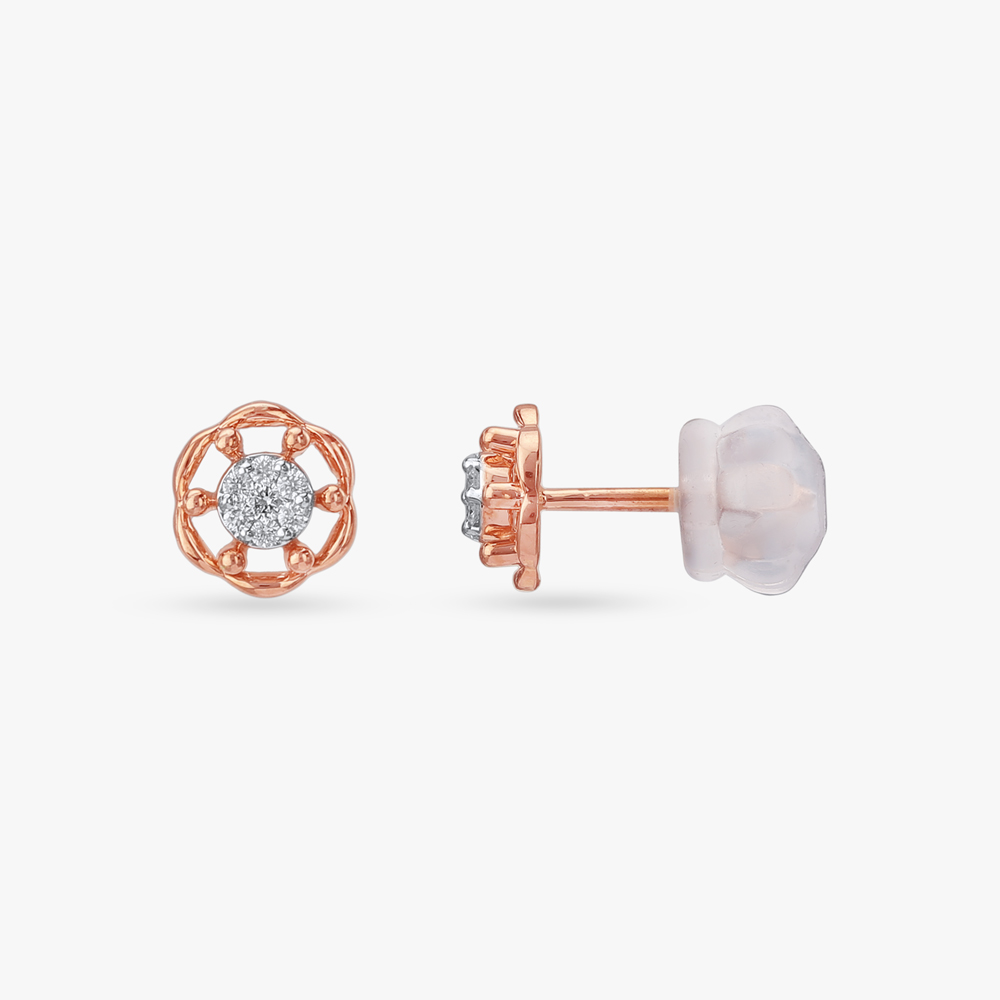 Vintage Bloom Diamond Stud Earrings,,hi-res image number null