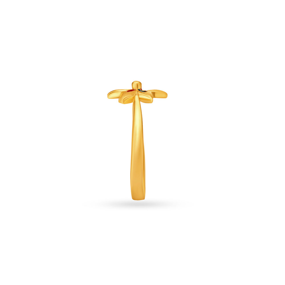 Colourful Floral Gold Finger Ring For Kids,,hi-res image number null