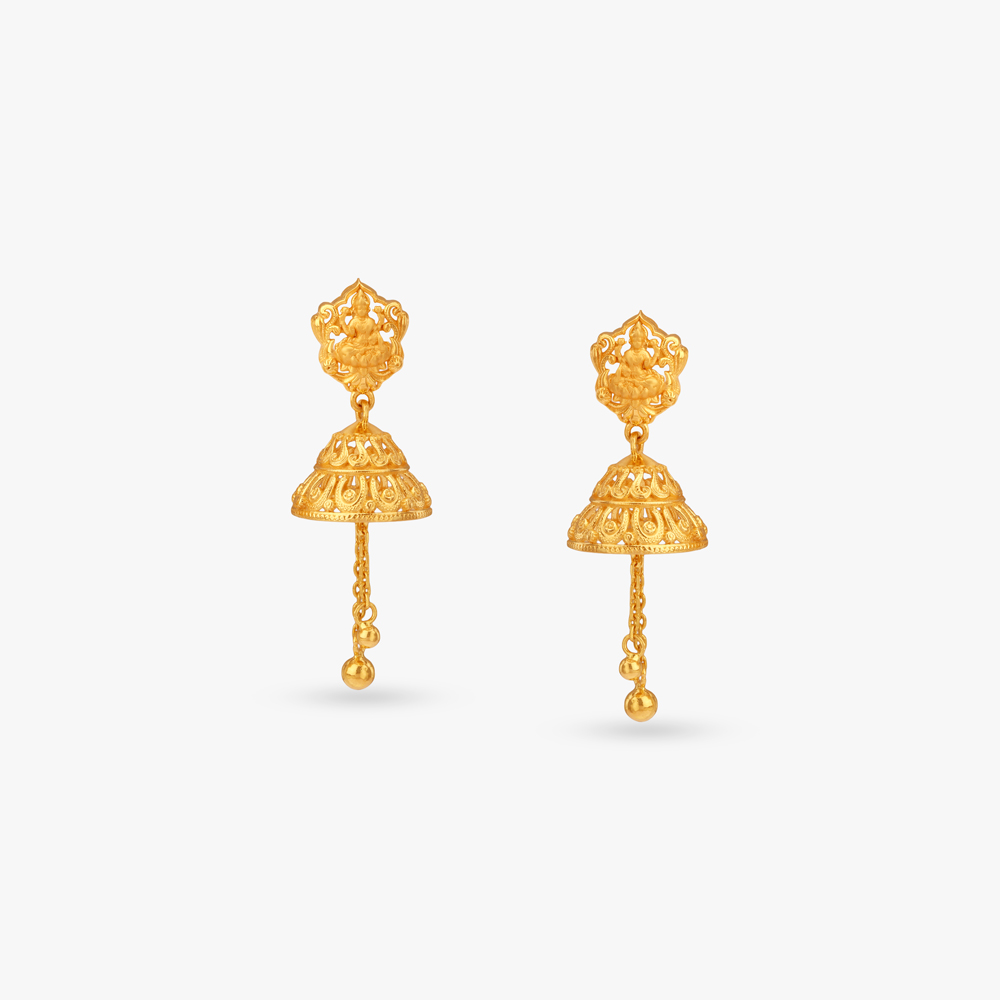 Temple Jhumka Gold Earrings,,hi-res image number null