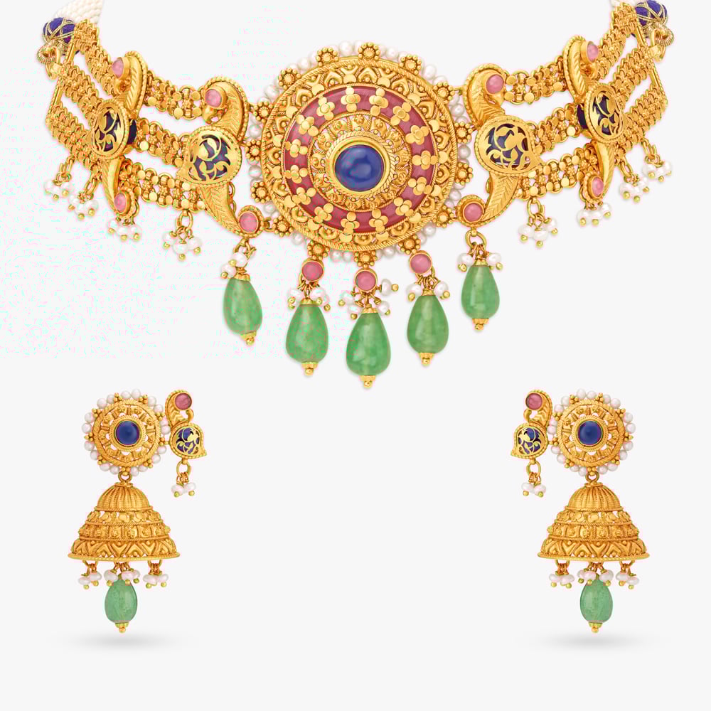Mirroring Opulence Necklace Set with Chandak Flowers,,hi-res image number null