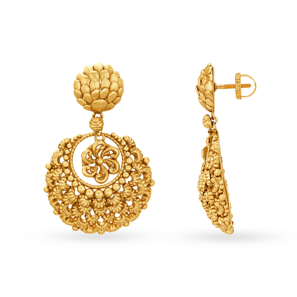 Antique Gold Chand Bali Drop Earrings,,hi-res image number null